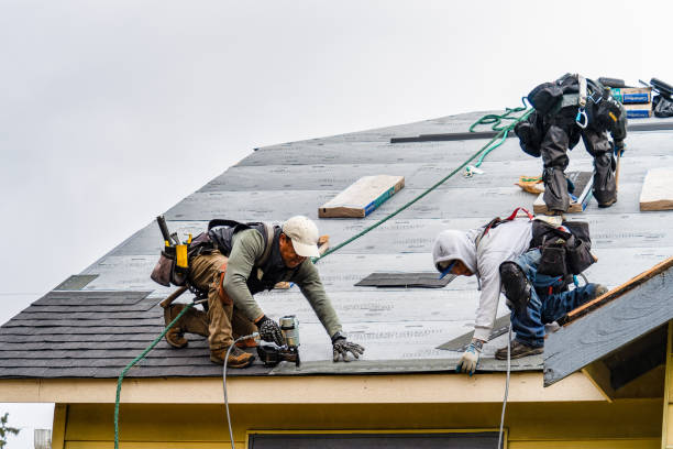 Professional Gutter Installation technician working in Williamsburg, MI